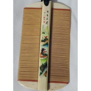 𝅺Antique Vintage Hair Comb Pin Brush Double Sided China Painted